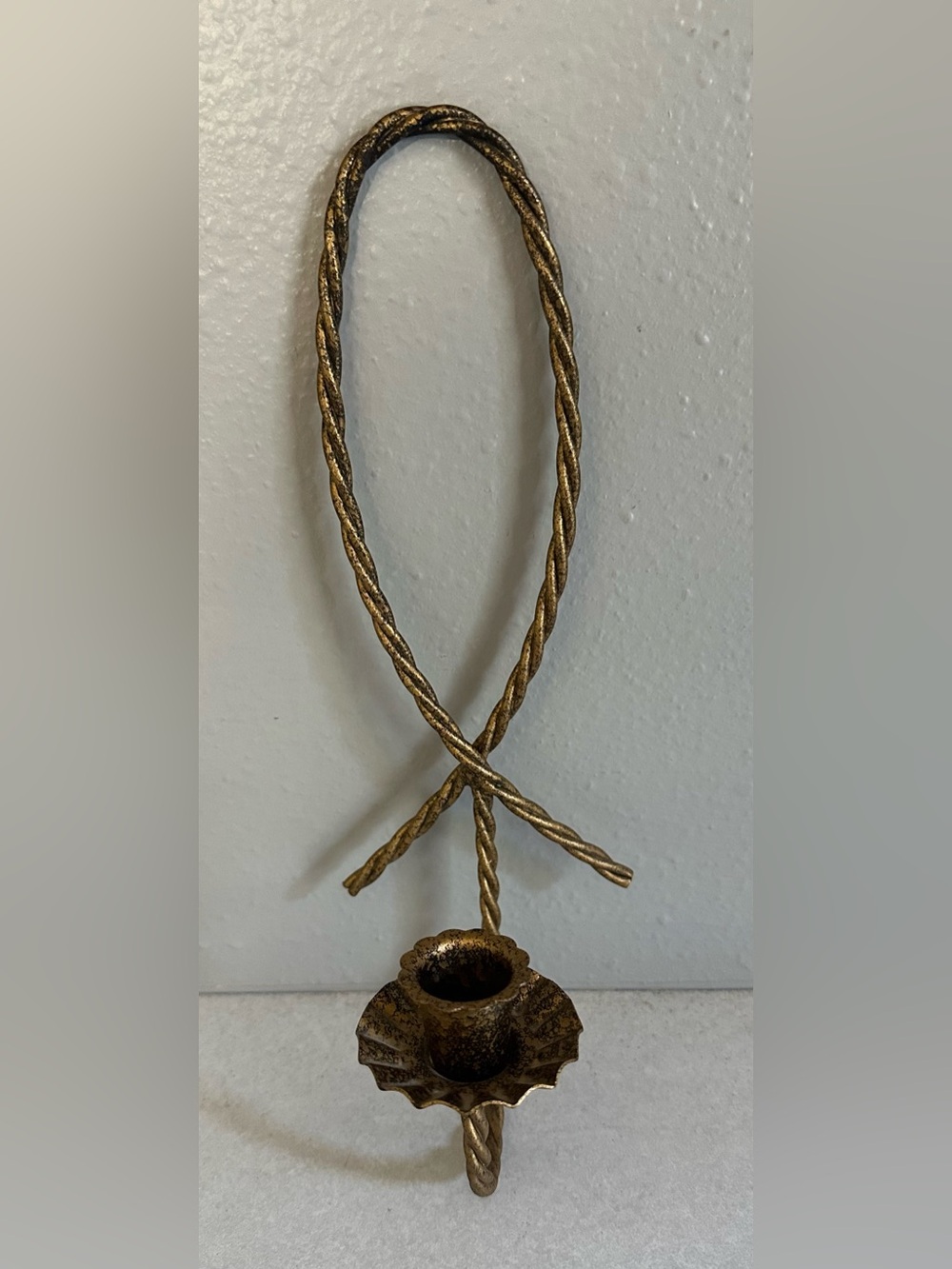 Vintage Gold Twisted Rope Metal Wall Candle Holder Sconce Decor